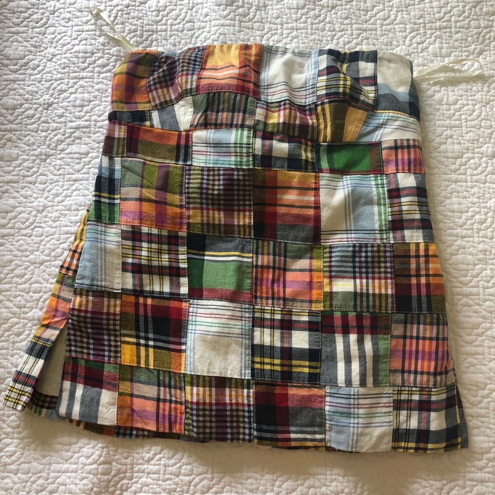J.Crew Madras strapless top